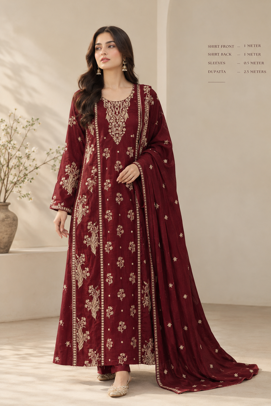 MISAQ Red Velvet 3 Piece Unstitched Suit | 6 Colours Available