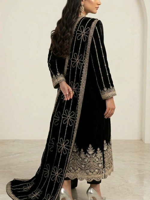 MISAQ Best Seller Black Velvet 3 Piece Suit | Party Wear