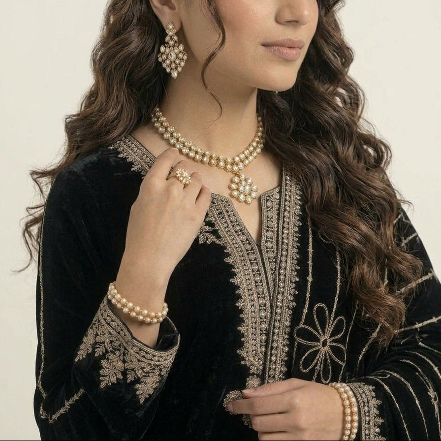 MISAQ Best Seller Black Velvet 3 Piece Suit | Party Wear
