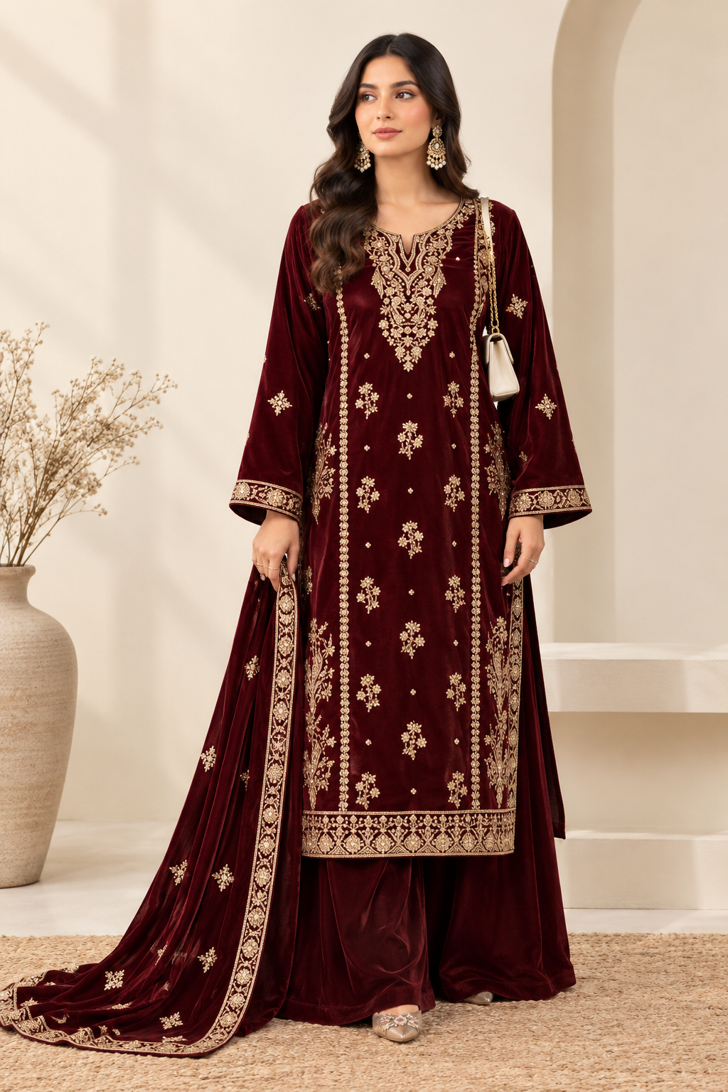 MISAQ Red Velvet 3 Piece Unstitched Suit | 6 Colours Available